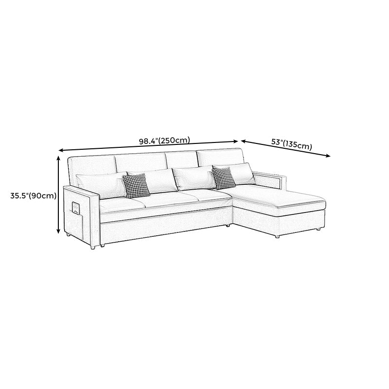 Fabric Square Arm Sectional Sofa 35.43"High Manual Reclining Sofa Bed with Storage Clearhalo 'furn' 'furn_sectionals' 'Furniture' 'furniture_sectionals' 'Living Room Furniture' 'Sectionals' 4919341