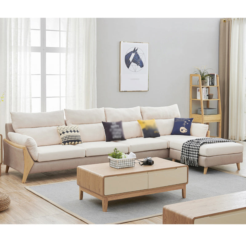 30.71"High Pillow Top Arm Sofa Fabric Cushion Back Sectional for Living Room 124"L x 69"W x 31"H Latex Clearhalo 'furn' 'furn_sectionals' 'Furniture' 'furniture_sectionals' 'Living Room Furniture' 'Sectionals' 4919363