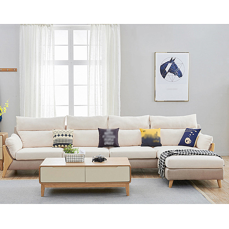 30.71"High Pillow Top Arm Sofa Fabric Cushion Back Sectional for Living Room 124"L x 69"W x 31"H Sponge Clearhalo 'furn' 'furn_sectionals' 'Furniture' 'furniture_sectionals' 'Living Room Furniture' 'Sectionals' 4919365