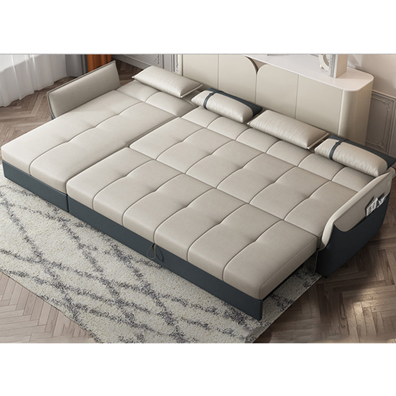 Manual Reclining Cushion Back Sectional Sofa 35.43"High Fabric Sofa Bed with Storage Clearhalo 'furn' 'furn_sectionals' 'Furniture' 'furniture_sectionals' 'Living Room Furniture' 'Sectionals' 4919373