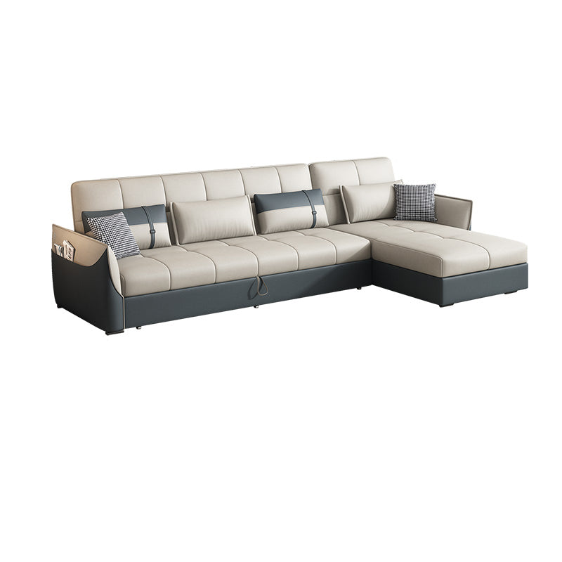 Manual Reclining Cushion Back Sectional Sofa 35.43"High Fabric Sofa Bed with Storage 100"L x 65"W x 35"H Clearhalo 'furn' 'furn_sectionals' 'Furniture' 'furniture_sectionals' 'Living Room Furniture' 'Sectionals' 4919375