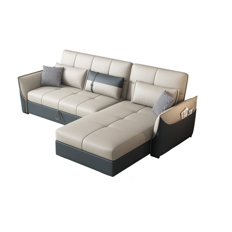 Manual Reclining Cushion Back Sectional Sofa 35.43"High Fabric Sofa Bed with Storage 89"L x 65"W x 35"H Clearhalo 'furn' 'furn_sectionals' 'Furniture' 'furniture_sectionals' 'Living Room Furniture' 'Sectionals' 4919377