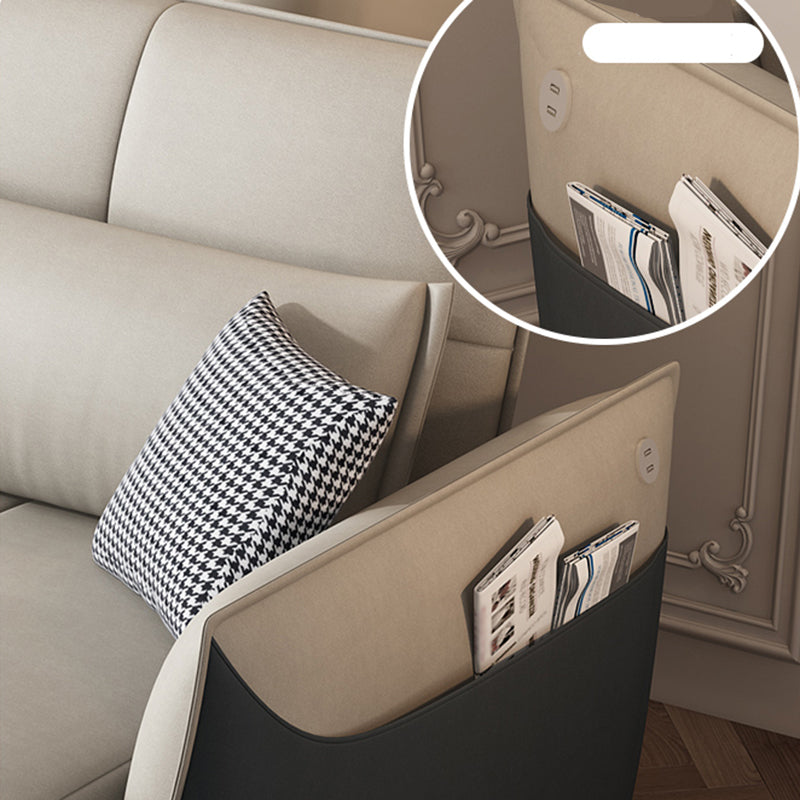 Manual Reclining Cushion Back Sectional Sofa 35.43"High Fabric Sofa Bed with Storage Clearhalo 'furn' 'furn_sectionals' 'Furniture' 'furniture_sectionals' 'Living Room Furniture' 'Sectionals' 4919379