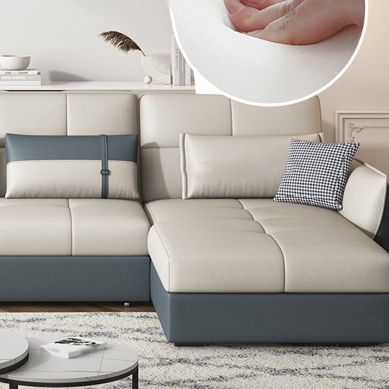 Manual Reclining Cushion Back Sectional Sofa 35.43"High Fabric Sofa Bed with Storage Clearhalo 'furn' 'furn_sectionals' 'Furniture' 'furniture_sectionals' 'Living Room Furniture' 'Sectionals' 4919382