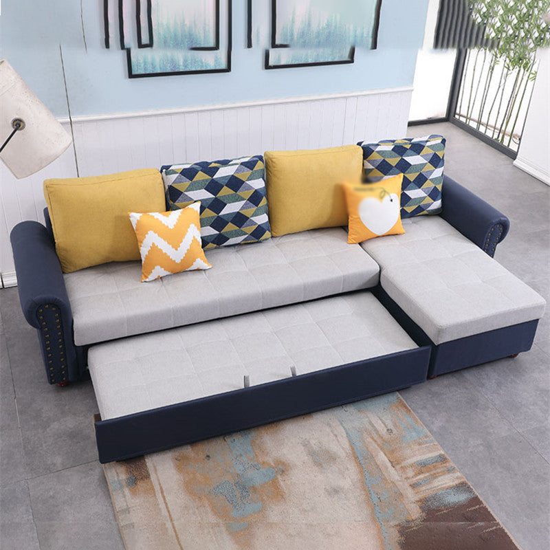 Rolled Arm Sectionals 116.14"L x 59.06"W x 38.58"H Cushion Back Sofa Bed with Storage Clearhalo 'furn' 'furn_sectionals' 'Furniture' 'furniture_sectionals' 'Living Room Furniture' 'Sectionals' 4919392