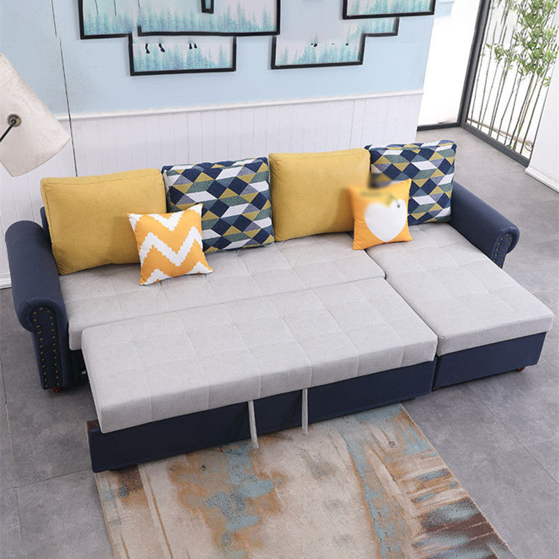 Rolled Arm Sectionals 116.14"L x 59.06"W x 38.58"H Cushion Back Sofa Bed with Storage Dark Blue-Gray Sponge Clearhalo 'furn' 'furn_sectionals' 'Furniture' 'furniture_sectionals' 'Living Room Furniture' 'Sectionals' 4919414