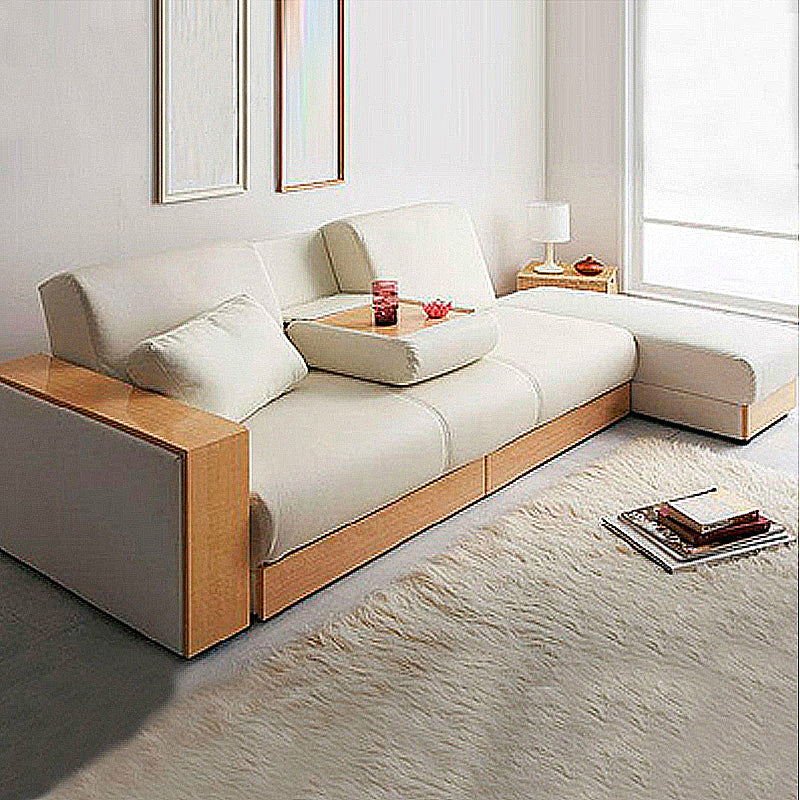 80.7"L √ó 40.16"W √ó 27.95"H One Arm Sectional Slipcovered Sofa with Storage White Clearhalo 'furn' 'furn_sectionals' 'Furniture' 'furniture_sectionals' 'Living Room Furniture' 'Sectionals' 4919420