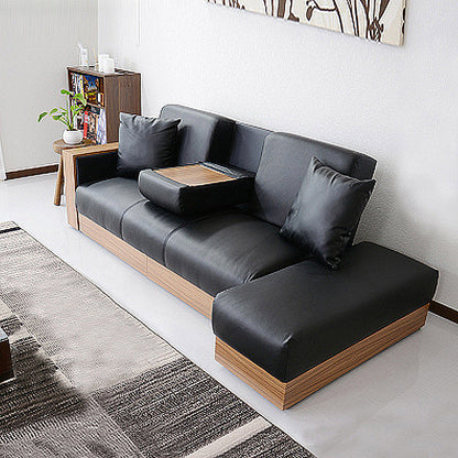 80.7"L √ó 40.16"W √ó 27.95"H One Arm Sectional Slipcovered Sofa with Storage Black Clearhalo 'furn' 'furn_sectionals' 'Furniture' 'furniture_sectionals' 'Living Room Furniture' 'Sectionals' 4919421