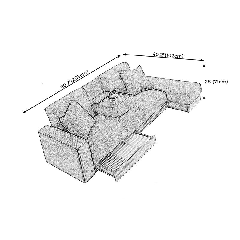 80.7"L √ó 40.16"W √ó 27.95"H One Arm Sectional Slipcovered Sofa with Storage Clearhalo 'furn' 'furn_sectionals' 'Furniture' 'furniture_sectionals' 'Living Room Furniture' 'Sectionals' 4919425