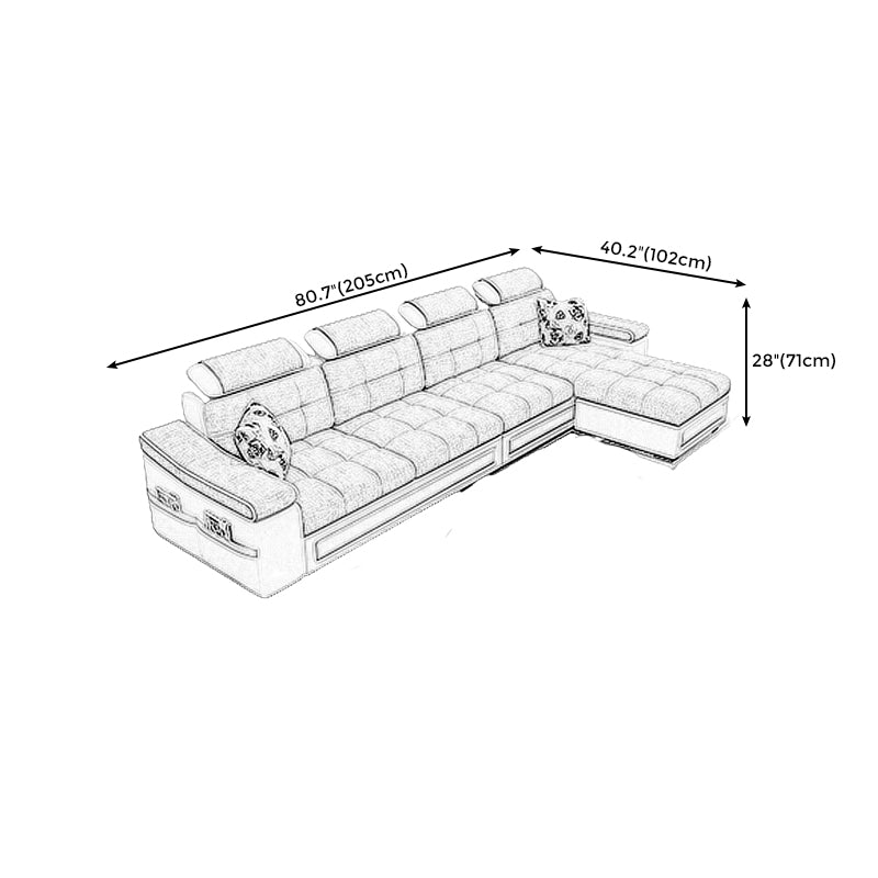 108.3"L √ó 57.09"W √ó 35.43"H Sloped Arms Sectional Slipcovered Sofa with Pocket Storage Clearhalo 'furn' 'furn_sectionals' 'Furniture' 'furniture_sectionals' 'Living Room Furniture' 'Sectionals' 4919438