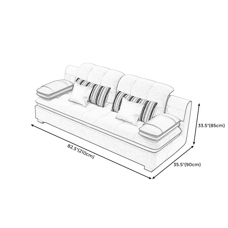 Scandinavian Light Gray Pillow Top Arm Sofa Slipcovered Sectional with Pocket Storage Clearhalo 'furn' 'furn_sectionals' 'Furniture' 'furniture_sectionals' 'Living Room Furniture' 'Sectionals' 4919450