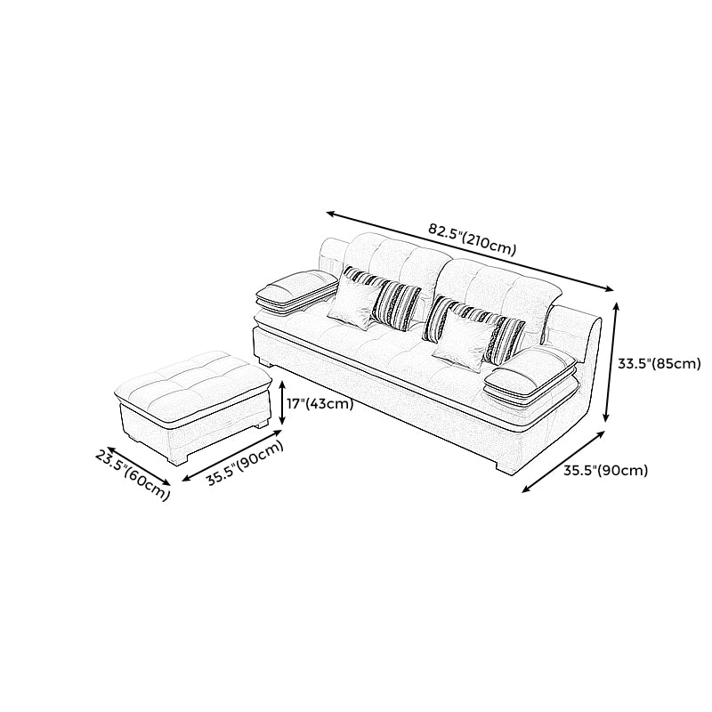 Scandinavian Light Gray Pillow Top Arm Sofa Slipcovered Sectional with Pocket Storage Clearhalo 'furn' 'furn_sectionals' 'Furniture' 'furniture_sectionals' 'Living Room Furniture' 'Sectionals' 4919451