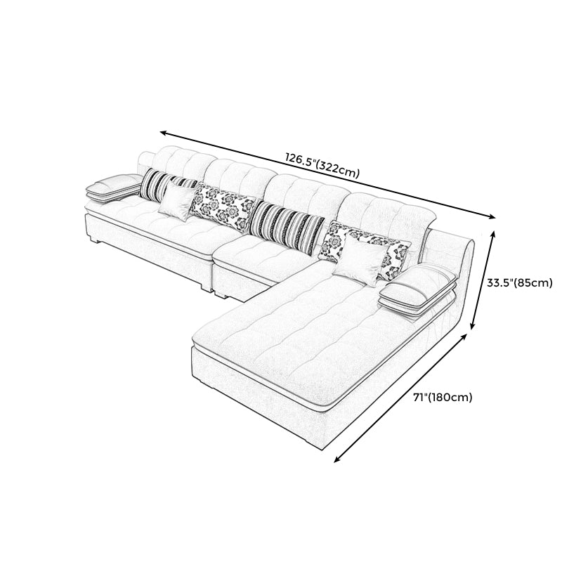 Scandinavian Light Gray Pillow Top Arm Sofa Slipcovered Sectional with Pocket Storage Clearhalo 'furn' 'furn_sectionals' 'Furniture' 'furniture_sectionals' 'Living Room Furniture' 'Sectionals' 4919454