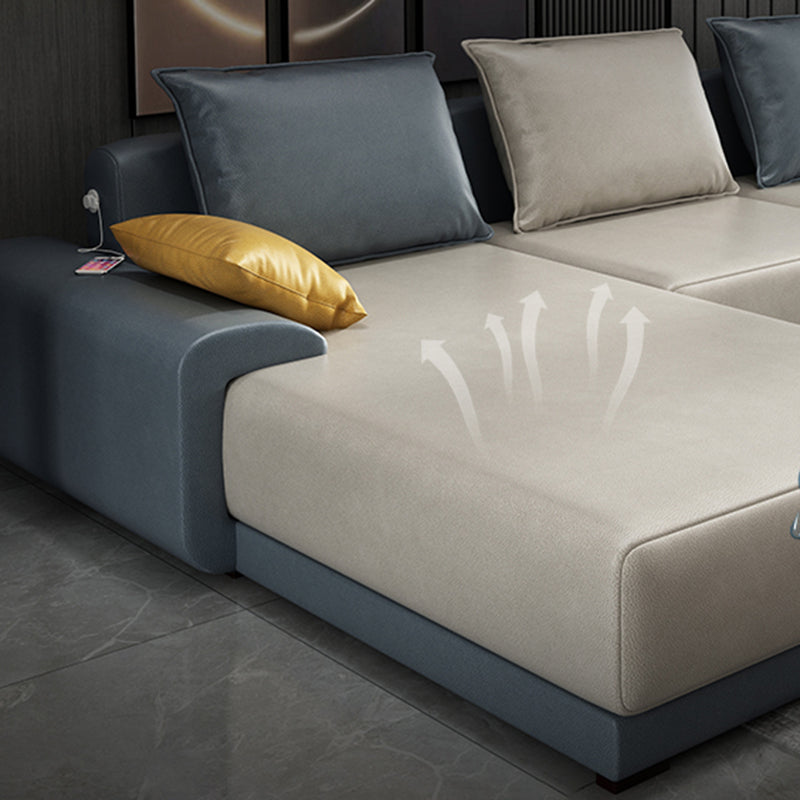 Scandinavian L-Shape Slipcovered Sofa and Chaise Pillow Back Cushions Sectional Clearhalo 'furn' 'furn_sectionals' 'Furniture' 'furniture_sectionals' 'Living Room Furniture' 'Sectionals' 4919465