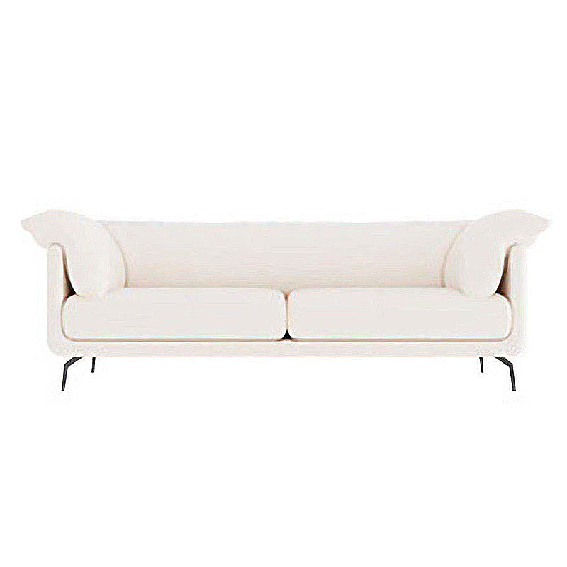 Pillow Top Arm Sectionals 33.46"High Removable Cushion Sofa for Living Room, Beige 102"L x 35.5"W x 33"H Faux Leather Latex Clearhalo 'furn' 'furn_sectionals' 'Furniture' 'furniture_sectionals' 'Living Room Furniture' 'Sectionals' 4919472