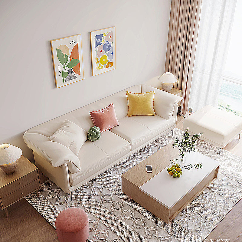 Pillow Top Arm Sectionals 33.46"High Removable Cushion Sofa for Living Room, Beige Clearhalo 'furn' 'furn_sectionals' 'Furniture' 'furniture_sectionals' 'Living Room Furniture' 'Sectionals' 4919475