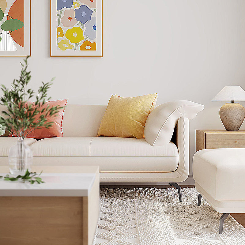 Pillow Top Arm Sectionals 33.46"High Removable Cushion Sofa for Living Room, Beige Clearhalo 'furn' 'furn_sectionals' 'Furniture' 'furniture_sectionals' 'Living Room Furniture' 'Sectionals' 4919482