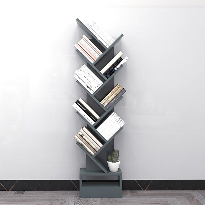 Modern Closed Back Bookshelf Manufactured Wood Vertical Bookcase for Home 14.6"L x 8.3"W x 58.1"H Dark Gray Clearhalo 'Bookcases' 'furn' 'furn_bookcases' 'Furniture' 'furniture_bookcases' 'Office Furniture' 4924189