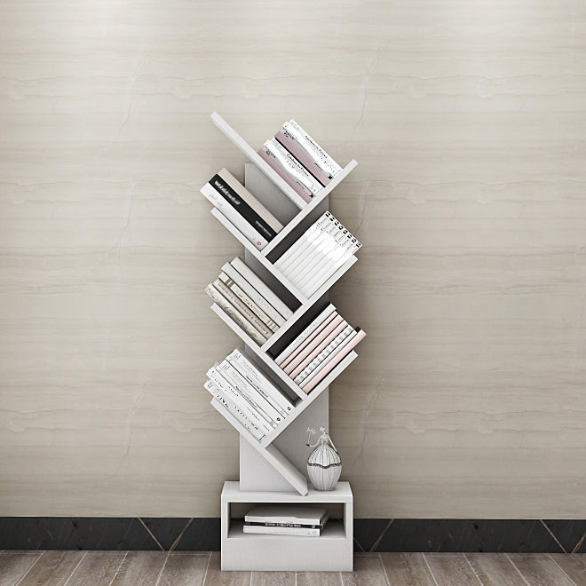 Modern Closed Back Bookshelf Manufactured Wood Vertical Bookcase for Home 14.6"L x 8.3"W x 48.1"H White Clearhalo 'Bookcases' 'furn' 'furn_bookcases' 'Furniture' 'furniture_bookcases' 'Office Furniture' 4924192
