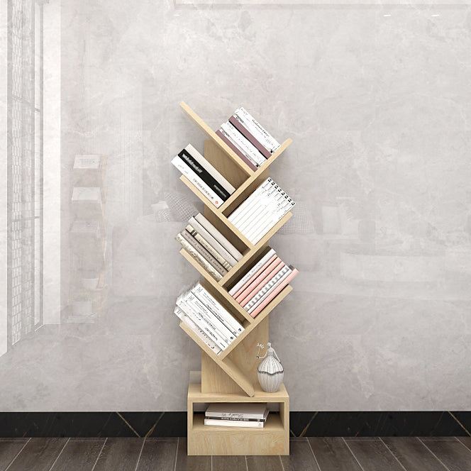 Modern Closed Back Bookshelf Manufactured Wood Vertical Bookcase for Home 14.6"L x 8.3"W x 48.1"H Natural Clearhalo 'Bookcases' 'furn' 'furn_bookcases' 'Furniture' 'furniture_bookcases' 'Office Furniture' 4924199