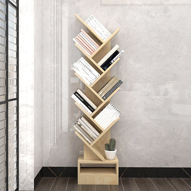 Modern Closed Back Bookshelf Manufactured Wood Vertical Bookcase for Home 14.6"L x 8.3"W x 58.1"H Natural Clearhalo 'Bookcases' 'furn' 'furn_bookcases' 'Furniture' 'furniture_bookcases' 'Office Furniture' 4924200