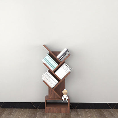 Modern Closed Back Bookshelf Manufactured Wood Vertical Bookcase for Home 14.6"L x 8.3"W x 38.1"H Walnut Clearhalo 'Bookcases' 'furn' 'furn_bookcases' 'Furniture' 'furniture_bookcases' 'Office Furniture' 4924202