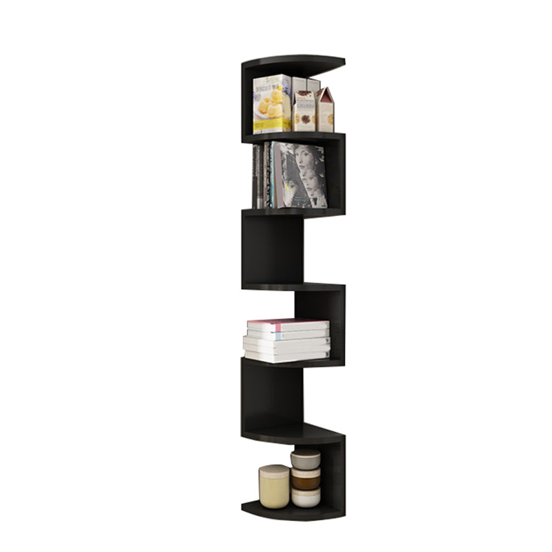 Contemporary Wall Mounted Bookcase Engineered Wood Bookshelf for Home Office Black 7.9"L x 7.9"W x 52"H Clearhalo 'Bookcases' 'Furniture' 'furniture_bookcases' 'Office Furniture' 4924264