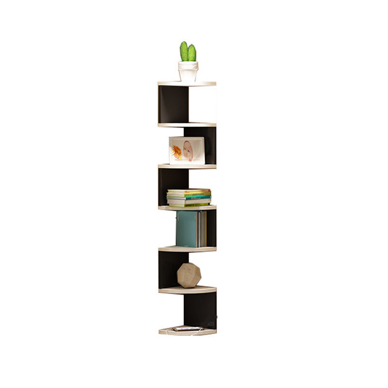 Contemporary Wall Mounted Bookcase Engineered Wood Bookshelf for Home Office White-Black 7.9"L x 7.9"W x 52"H Clearhalo 'Bookcases' 'Furniture' 'furniture_bookcases' 'Office Furniture' 4924273