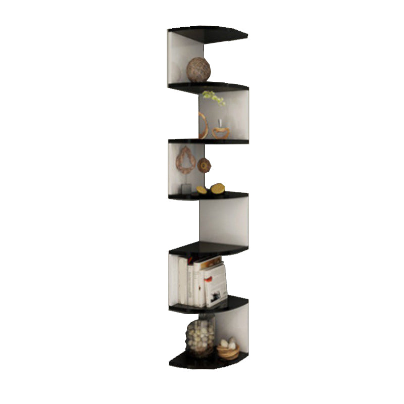 Contemporary Wall Mounted Bookcase Engineered Wood Bookshelf for Home Office Black White 7.9"L x 7.9"W x 52"H Clearhalo 'Bookcases' 'Furniture' 'furniture_bookcases' 'Office Furniture' 4924277