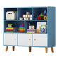 Wooden Shelf Bookcase Closed Back Bookshelf with Doors for Office 39.4"L x 9.4"W x 42.1"H Blue-White Clearhalo 'Bookcases' 'furn' 'furn_bookcases' 'Furniture' 'furniture_bookcases' 'Office Furniture' 4924317