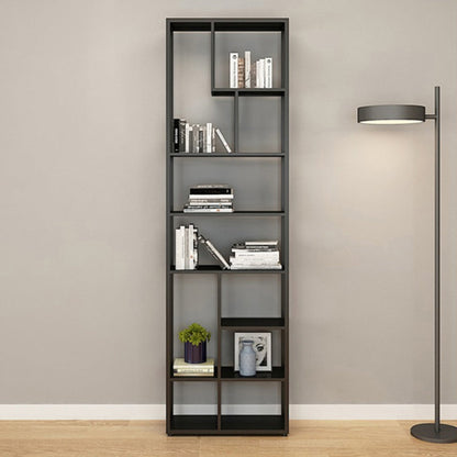 80.71"H Bookcase Open Back Contemporary Style Bookshelf for Office Home 23.6"L x 9.8"W x 80.7"H Black Clearhalo 'Bookcases' 'furn' 'furn_bookcases' 'Furniture' 'furniture_bookcases' 'Office Furniture' 4924353