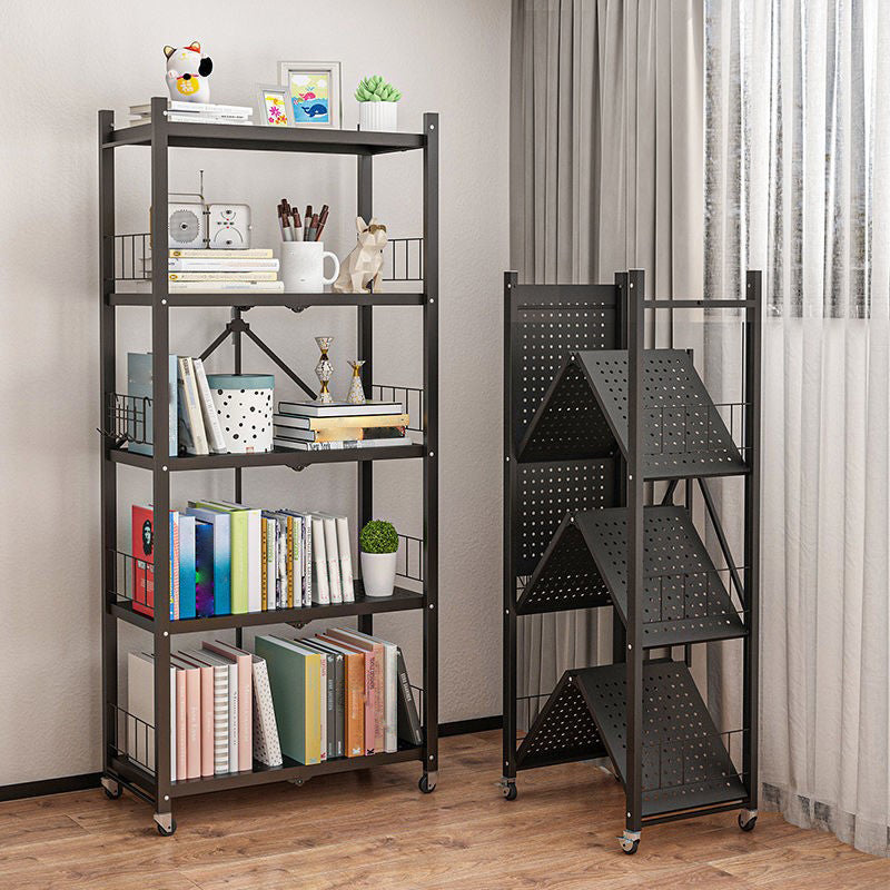Foldable Bookcase Open Back Bookshelf with Casters for Study Room Office Clearhalo 'Bookcases' 'furn' 'furn_bookcases' 'Furniture' 'furniture_bookcases' 'Office Furniture' 4924391