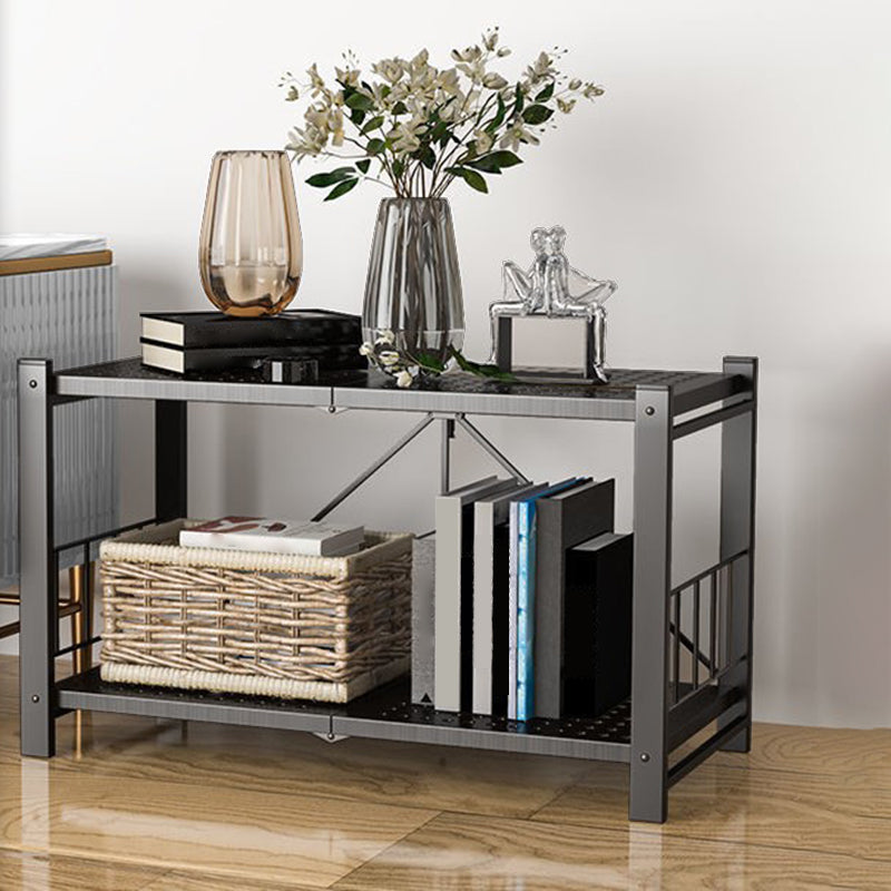 Foldable Bookcase Open Back Bookshelf with Casters for Study Room Office 27.8"L x 13.2"W x 17.2"H Black Clearhalo 'Bookcases' 'furn' 'furn_bookcases' 'Furniture' 'furniture_bookcases' 'Office Furniture' 4924392