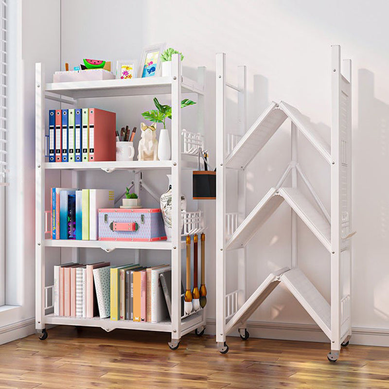 Foldable Bookcase Open Back Bookshelf with Casters for Study Room Office 28.3"L x 14.6"W x 47.6"H White Clearhalo 'Bookcases' 'furn' 'furn_bookcases' 'Furniture' 'furniture_bookcases' 'Office Furniture' 4924401