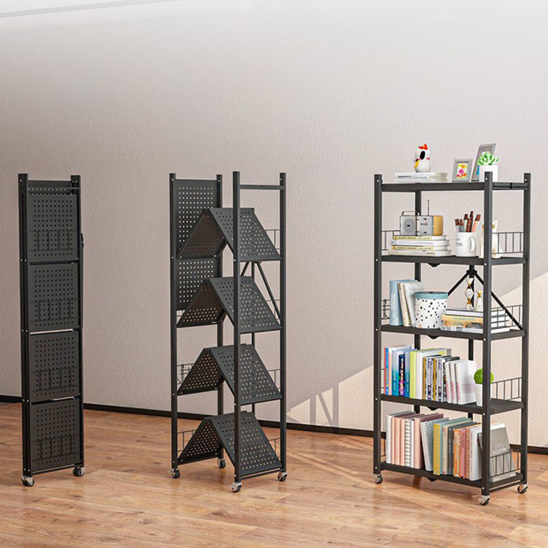 Foldable Bookcase Open Back Bookshelf with Casters for Study Room Office Clearhalo 'Bookcases' 'furn' 'furn_bookcases' 'Furniture' 'furniture_bookcases' 'Office Furniture' 4924402
