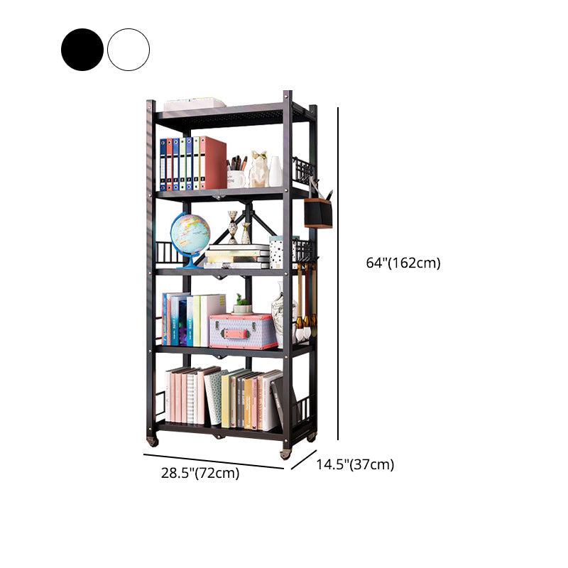 Foldable Bookcase Open Back Bookshelf with Casters for Study Room Office Clearhalo 'Bookcases' 'furn' 'furn_bookcases' 'Furniture' 'furniture_bookcases' 'Office Furniture' 4924410