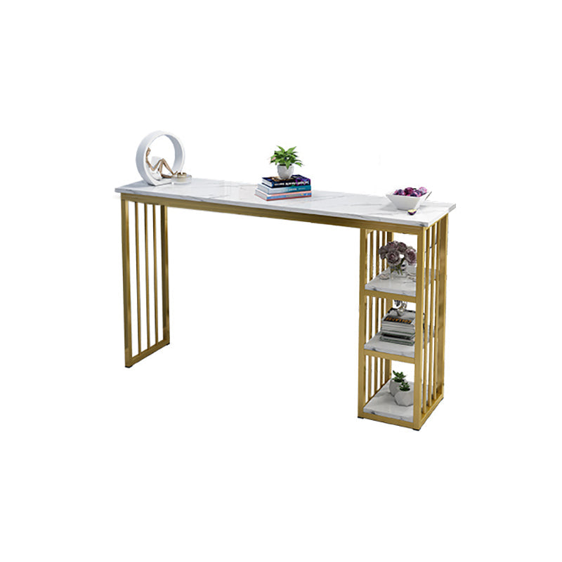 Rectangle Bar Dining Table Contemporary Bar Table with Sled Base in Gold Clearhalo 'Bar Furniture' 'Bar Tables' 'bar_tables' 'furn' 'furn_bar_tables' 'Furniture' 'furniture_bar_tables' 'Kitchen & Dining Furniture' 4925923