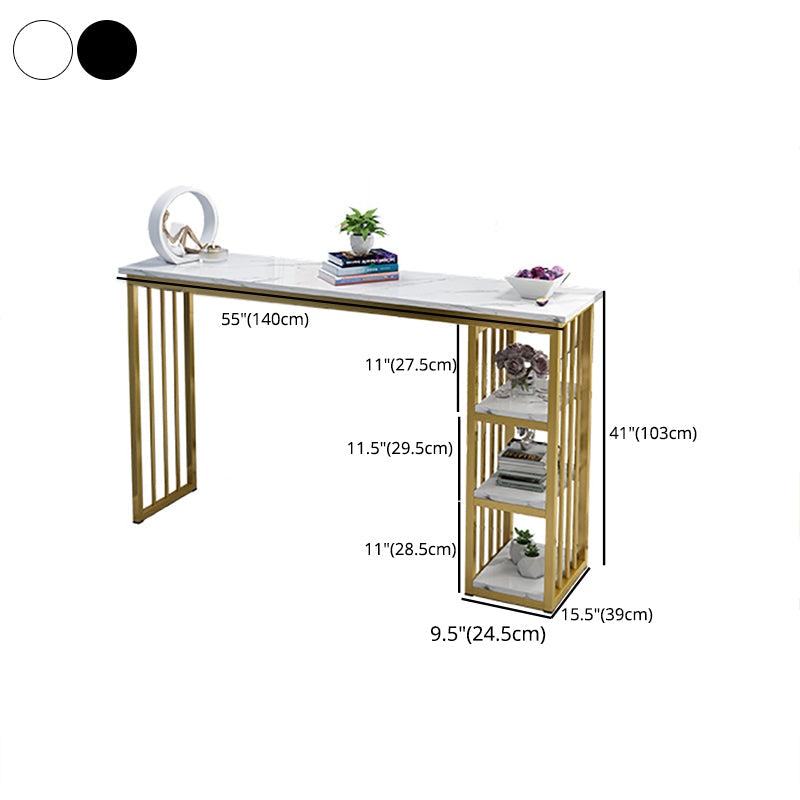 Rectangle Bar Dining Table Contemporary Bar Table with Sled Base in Gold Clearhalo 'Bar Furniture' 'Bar Tables' 'bar_tables' 'furn' 'furn_bar_tables' 'Furniture' 'furniture_bar_tables' 'Kitchen & Dining Furniture' 4925928