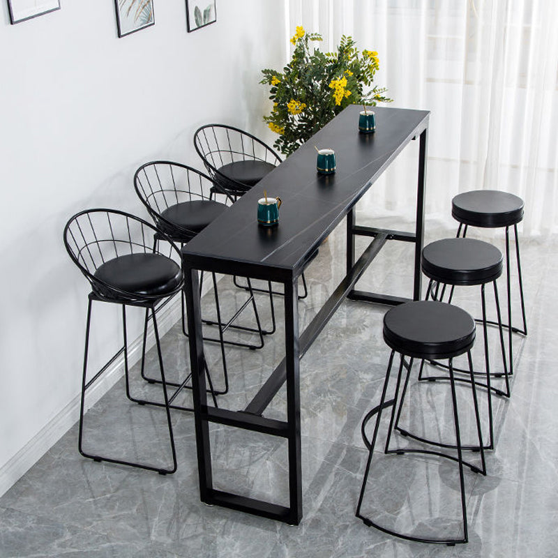 Contemporary Style Dining Sintered Stone Table Rectangle Bar Counter Table for Home 70.9"L x 15.7"W x 41.3"H Without Chairs Clearhalo 'Bar Furniture' 'Bar Tables' 'bar_tables' 'furn' 'furn_bar_tables' 'Furniture' 'furniture_bar_tables' 'Kitchen & Dining Furniture' 4925932