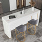 Contemporary Dining Sintered Stone Table Rectangle Bar Counter Table for Home 70.9"L x 15.7"W x 41.3"H White Without Chairs Clearhalo 'Bar Furniture' 'Bar Tables' 'bar_tables' 'furn' 'furn_bar_tables' 'Furniture' 'furniture_bar_tables' 'Kitchen & Dining Furniture' 4925952