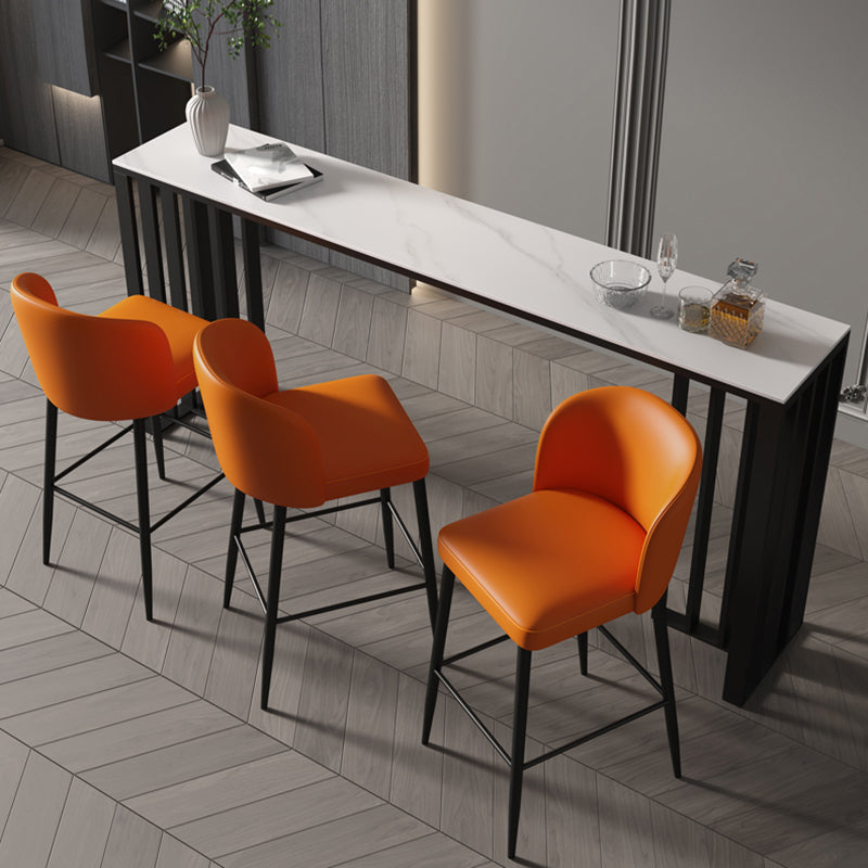 Contemporary Style Sintered Stone Table Rectangle Bar Counter Table for Home 70.9"L x 15.7"W x 41.3"H White Without Chairs Clearhalo 'Bar Furniture' 'Bar Tables' 'bar_tables' 'furn' 'furn_bar_tables' 'Furniture' 'furniture_bar_tables' 'Kitchen & Dining Furniture' 4925966