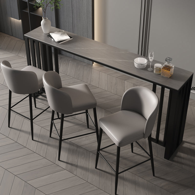 Contemporary Style Sintered Stone Table Rectangle Bar Counter Table for Home Grey Without Chairs Clearhalo 'Bar Furniture' 'Bar Tables' 'bar_tables' 'furn' 'furn_bar_tables' 'Furniture' 'furniture_bar_tables' 'Kitchen & Dining Furniture' 4925967