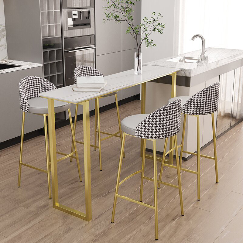Modern Sintered Stone Table Rectangle Bar Counter Table for Home 70.9"L x 15.7"W x 41.3"H Gold Without Chairs Clearhalo 'Bar Furniture' 'Bar Tables' 'bar_tables' 'furn' 'furn_bar_tables' 'Furniture' 'furniture_bar_tables' 'Kitchen & Dining Furniture' 4926017