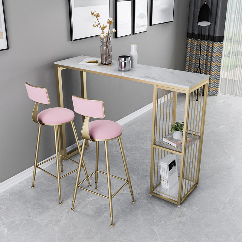 Nordic Glam Rectangle Sintered Stone Table Dining Bar Counter Table for Home 70.9"L x 15.7"W x 41.3"H Without Chairs Clearhalo 'Bar Furniture' 'Bar Tables' 'bar_tables' 'furn' 'furn_bar_tables' 'Furniture' 'furniture_bar_tables' 'Kitchen & Dining Furniture' 4926049