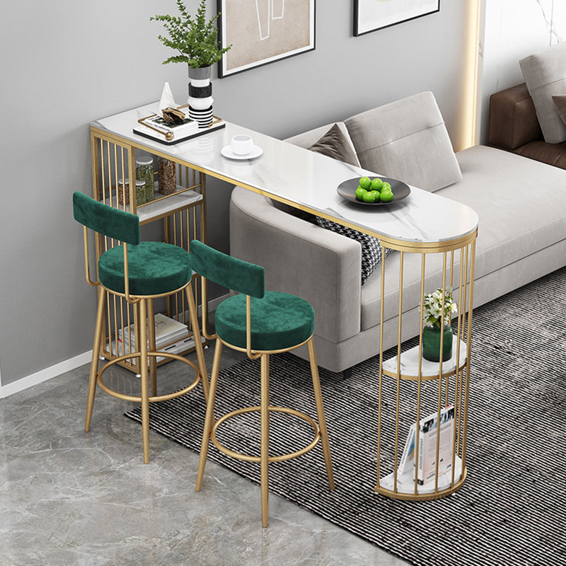 Nordic Glam Sintered Stone Table Dining Bar Counter Table for Home 63"L x 15.7"W x 41.3"H Gold Clearhalo 'Bar Furniture' 'Bar Tables' 'bar_tables' 'Furniture' 'furniture_bar_tables' 'Kitchen & Dining Furniture' 4926070