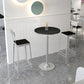 Stone Bar Dining Table Modern Round Bar Table with Pedestal Base for Dining Room 19.7"L x 19.7"W x 41.3"H Silver Without Chairs Clearhalo 'Bar Furniture' 'Bar Tables' 'bar_tables' 'furn' 'furn_bar_tables' 'Furniture' 'furniture_bar_tables' 'Kitchen & Dining Furniture' 4926103