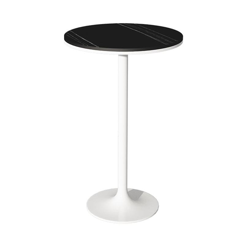 Stone Bar Dining Table Modern Round Bar Table with Pedestal Base for Dining Room 19.7"L x 19.7"W x 29.5"H White Without Chairs Clearhalo 'Bar Furniture' 'Bar Tables' 'bar_tables' 'furn' 'furn_bar_tables' 'Furniture' 'furniture_bar_tables' 'Kitchen & Dining Furniture' 4926104