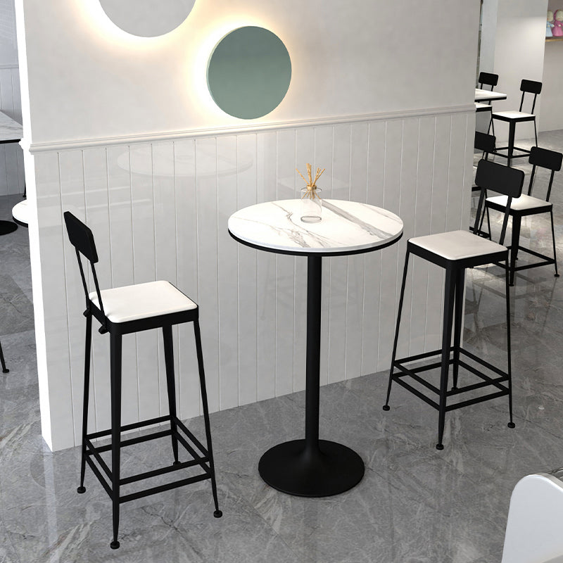 Stone Bar Dining Table Modern Round Bar Table with Pedestal Base for Dining Room 19.7"L x 19.7"W x 41.3"H Black Without Chairs Clearhalo 'Bar Furniture' 'Bar Tables' 'bar_tables' 'furn' 'furn_bar_tables' 'Furniture' 'furniture_bar_tables' 'Kitchen & Dining Furniture' 4926105