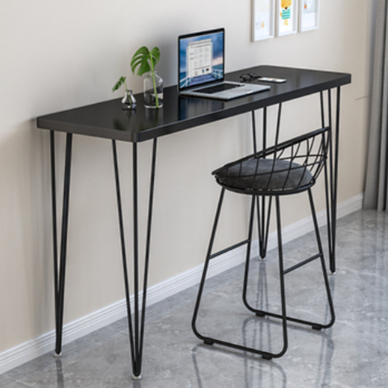 Wood Bar Dining Table Modern Rectangle Bar Table with Four Legs base for Dining Room Black Black Clearhalo 'Bar Furniture' 'Bar Tables' 'bar_tables' 'furn' 'furn_bar_tables' 'Furniture' 'furniture_bar_tables' 'Kitchen & Dining Furniture' 4926122