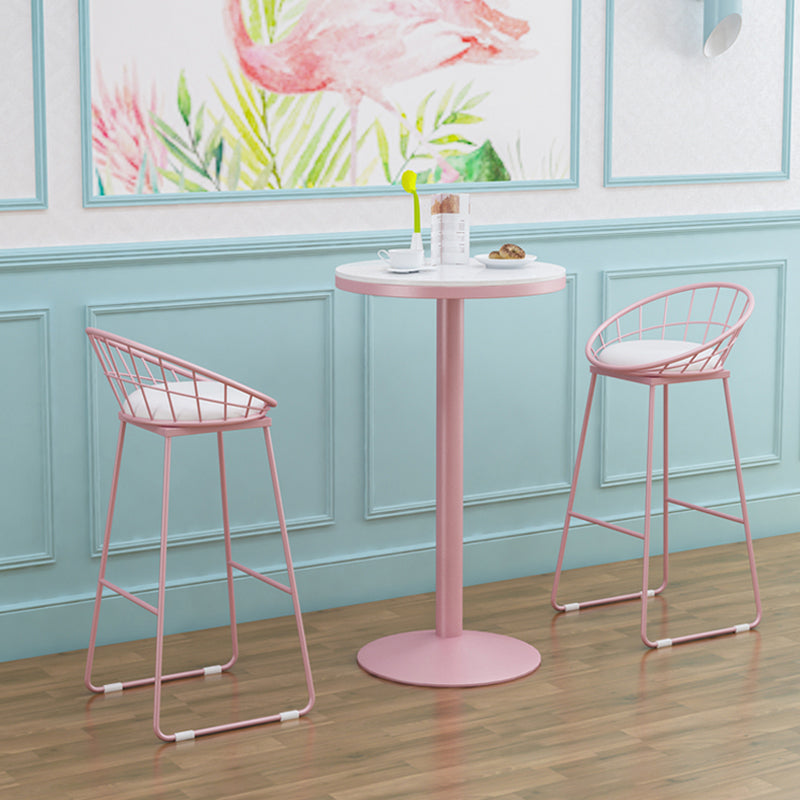 Stone Bar Dining Table Modern Bar Table with Iron Base for Dining Room 23.6"L x 23.6"W x 41.3"H Round Without Chairs Clearhalo 'Bar Furniture' 'Bar Tables' 'bar_tables' 'furn' 'furn_bar_tables' 'Furniture' 'furniture_bar_tables' 'Kitchen & Dining Furniture' 4926128